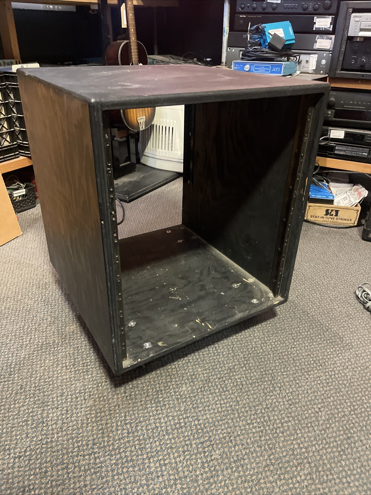 Unbranded Black Wood Musical Equipment Rack Case Studio Stage 12 Space Wheeled