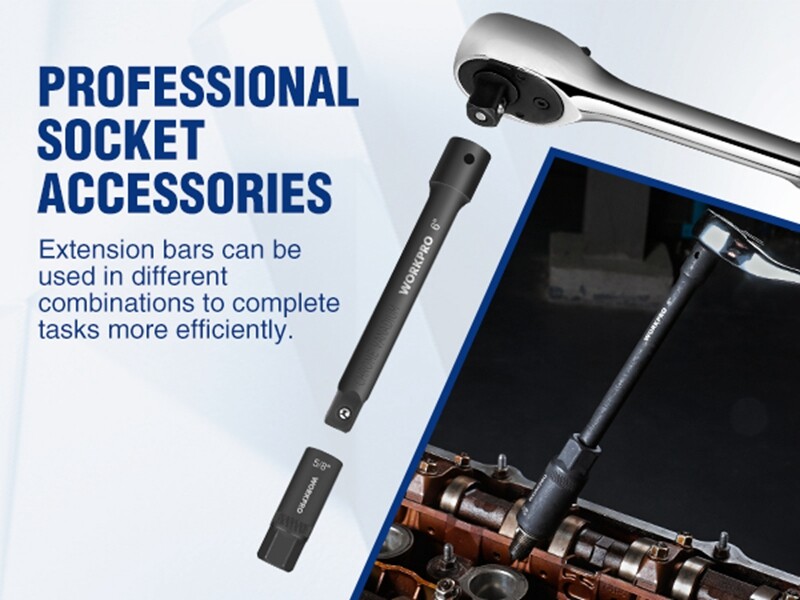 WORKPRO 3 PCS 1/2" Drive Impact Extension Bar Set Socket Extensions 3” 6” and 8“