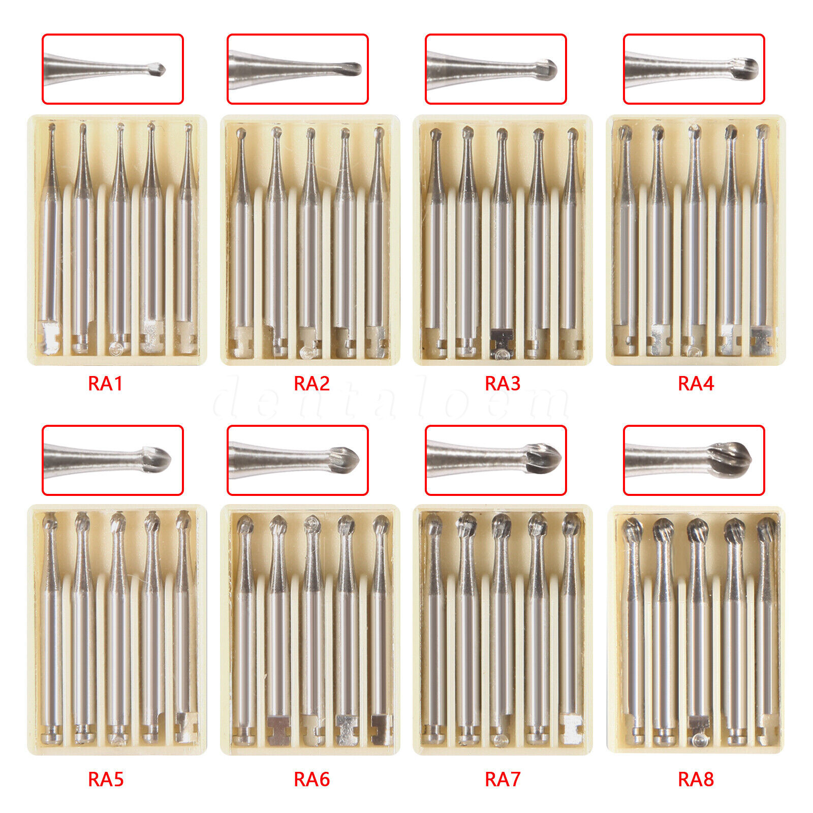 5-100 PCS DENTAL Round Carbide Bur for Slow Speed Latch RA1-8