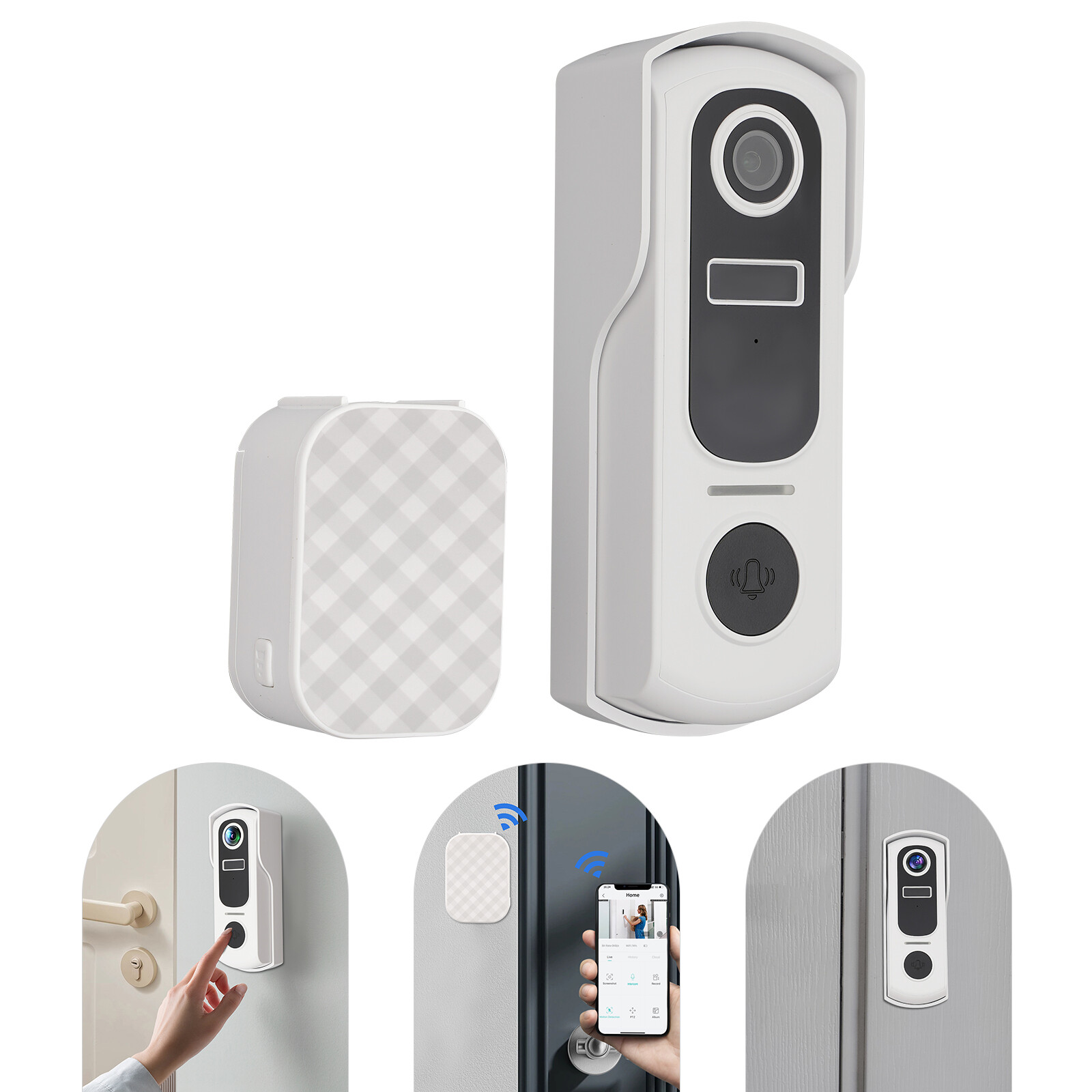 Wireless Doorbell Camera with Chime 2KFHD WiFi Video Doorbell Camera