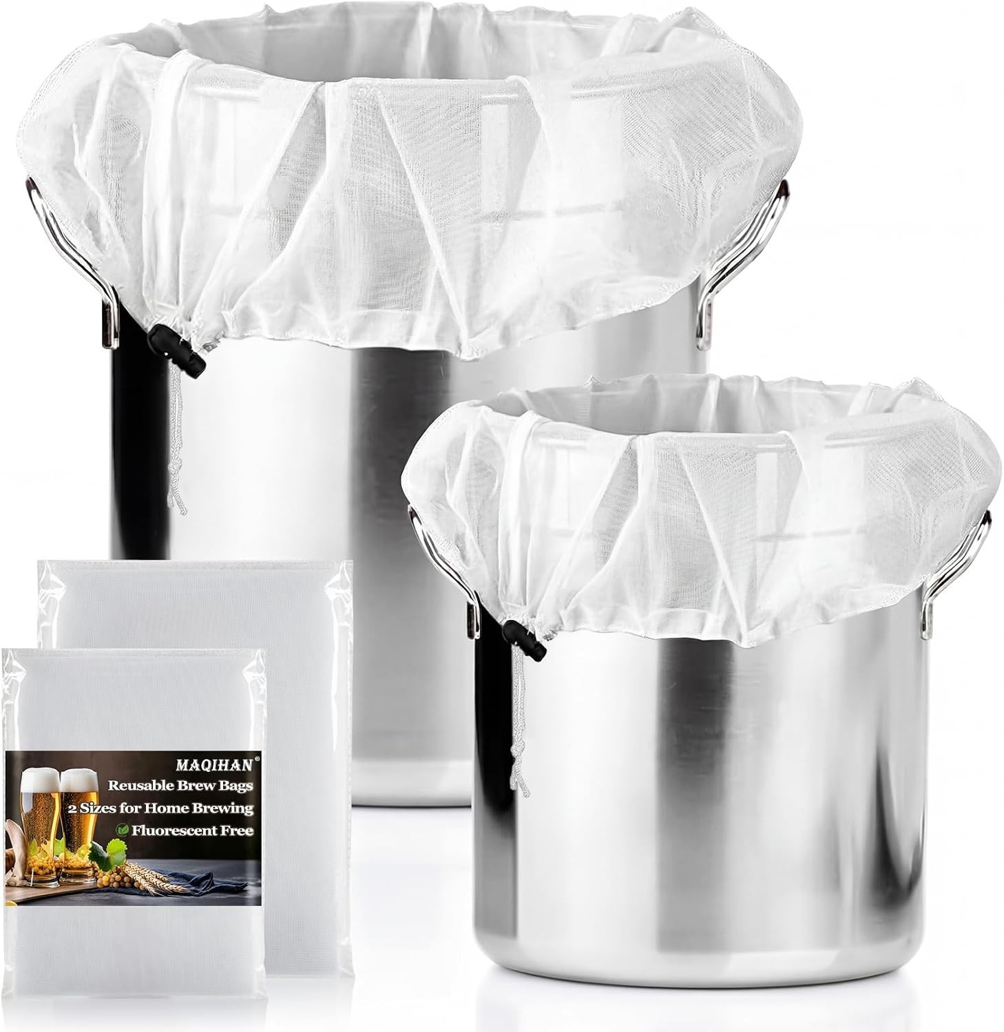 2 Pack Reusable Brew Bags - Extra Large Fine Mesh Strainer Bag for Home Brewing