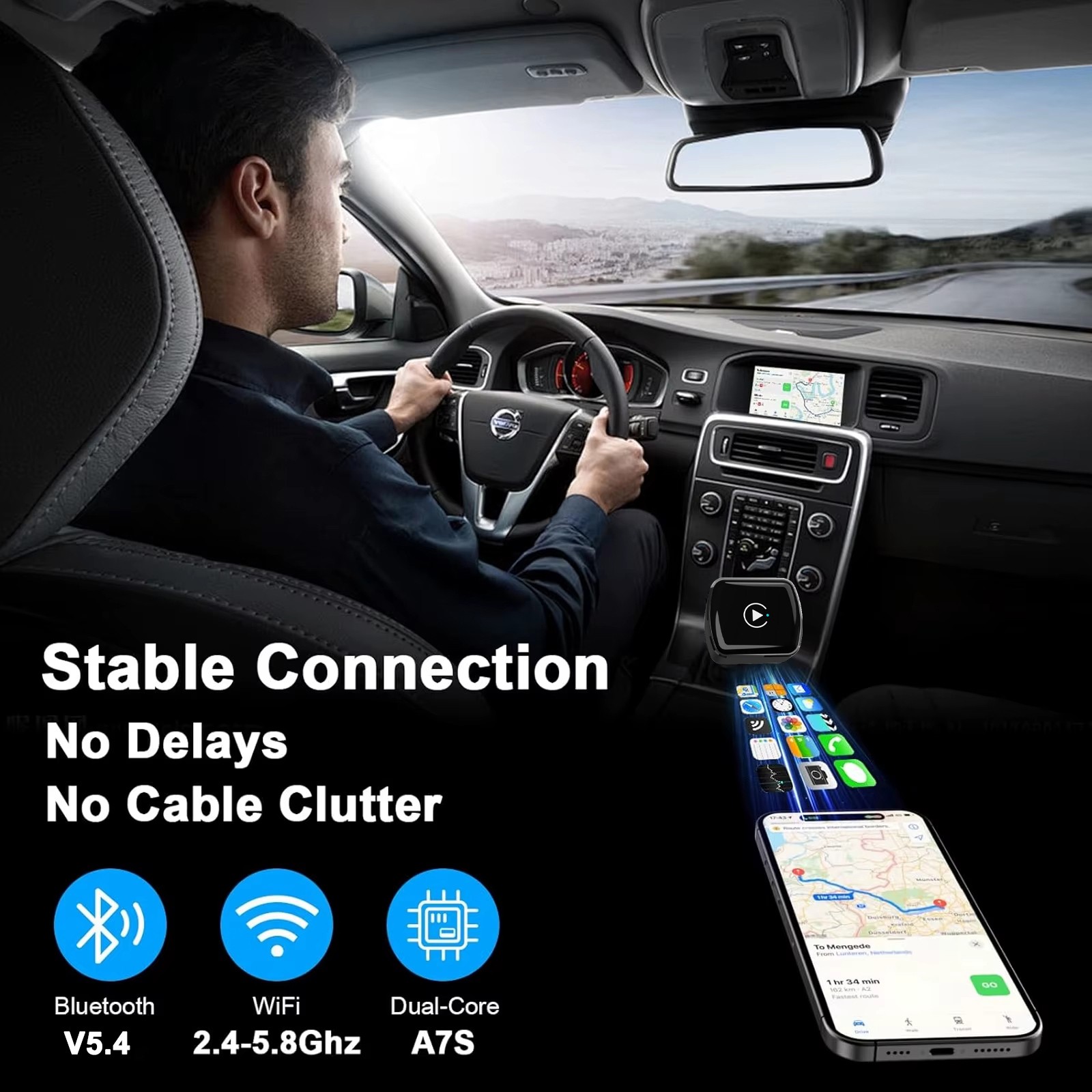 USB Auto Wireless CarPlay Adapter For Apple Android Wireless Dongle Plug ＆ Play