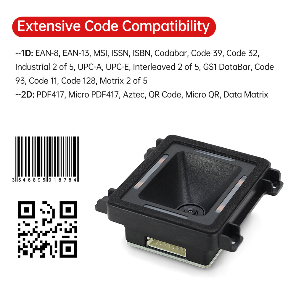 Embedded Barcode Self-Induction 1D 2D QR Bar Code Reader Module U2A5