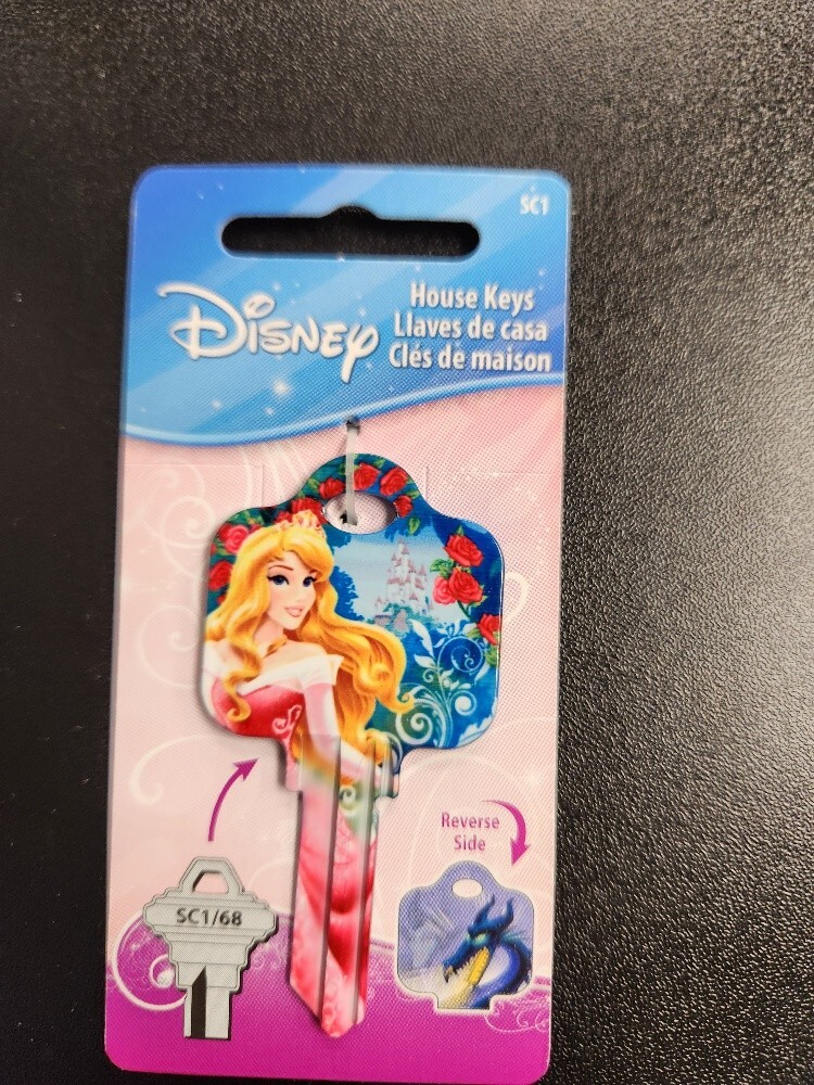 DISNEY AURORA WITH DRAGON PRINTED SCHLAGE SC1 KEYBLANK - READ DETAILS BELOW
