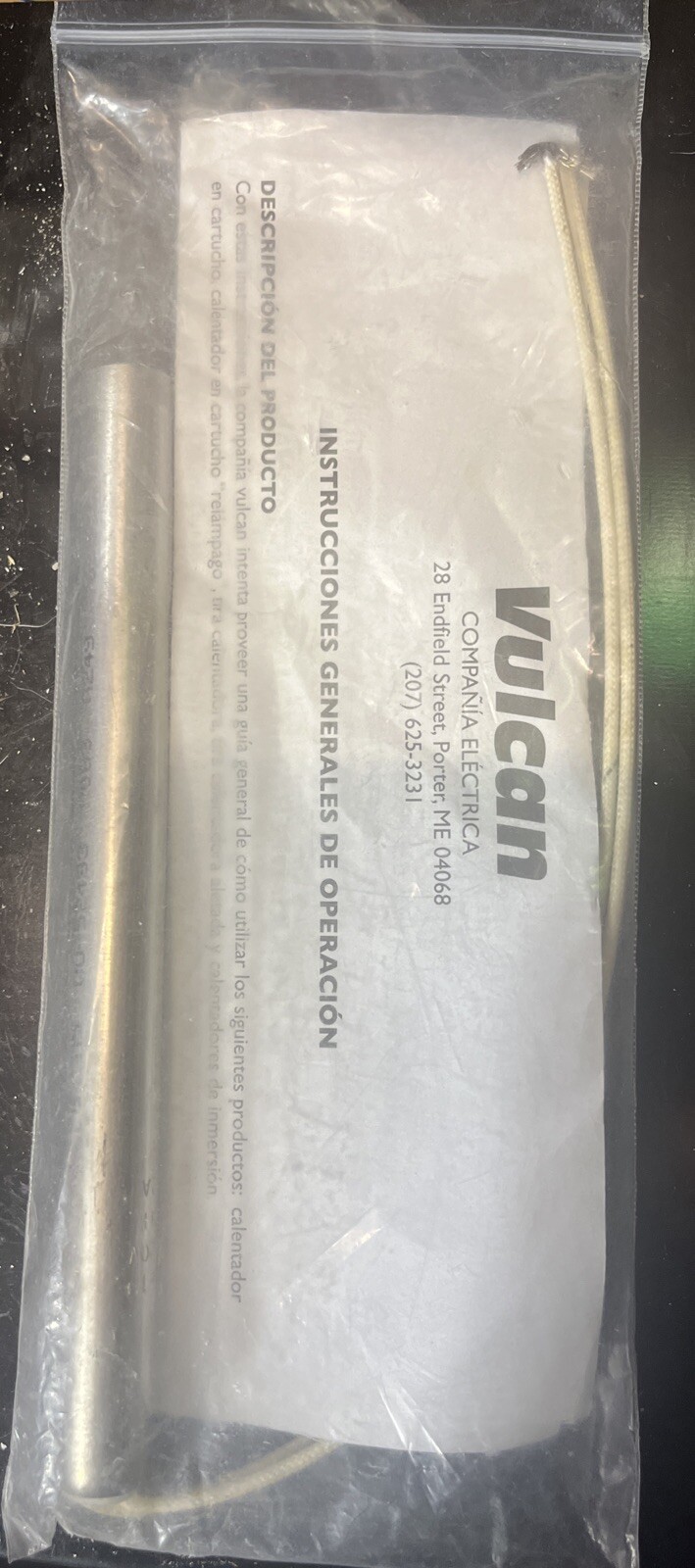 VULCAN C692A Swaged Cartridge Heater,27W/sq. In., 350w, 5/8” Dia, 7” Long