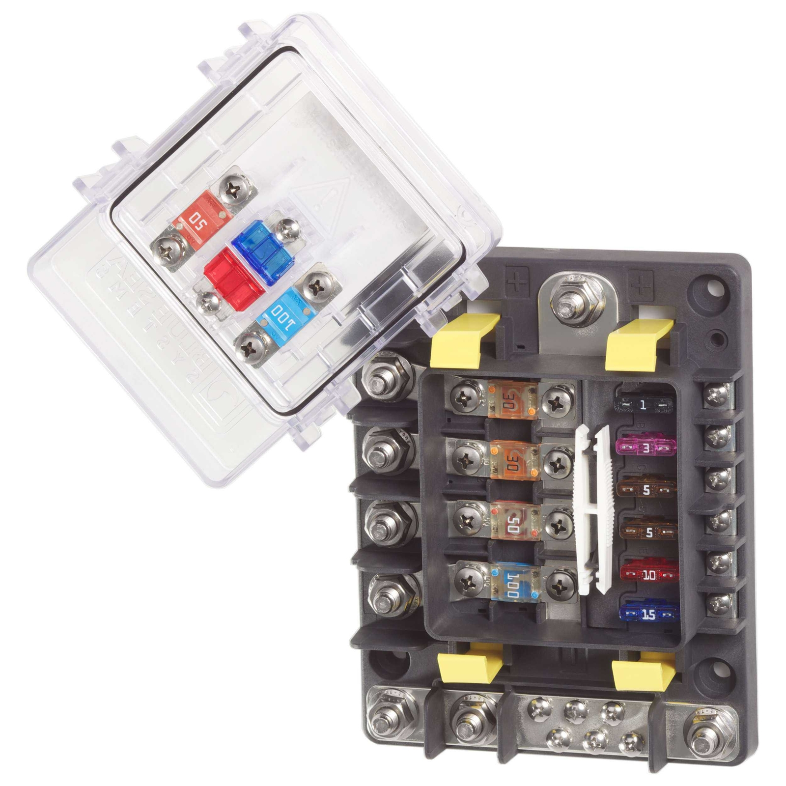 Blue Sea 7748 SafetyHub 150 Fuse Block Protects 10 Circuits Up To 200A Marine