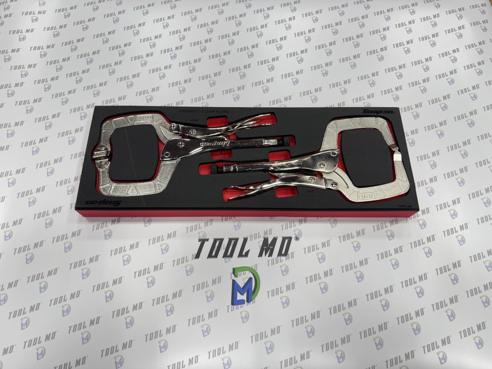 Snap-on Tools USA NEW RED 2-Piece Locking C-Clamp Pliers Foam Set PLLP200FR