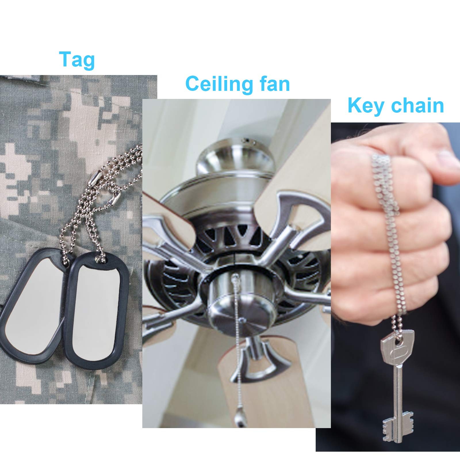 200 Inch Ceiling Fan Pull Chain, (Upgrade Rust Proof) 3.2mm Beaded Pull Chain...