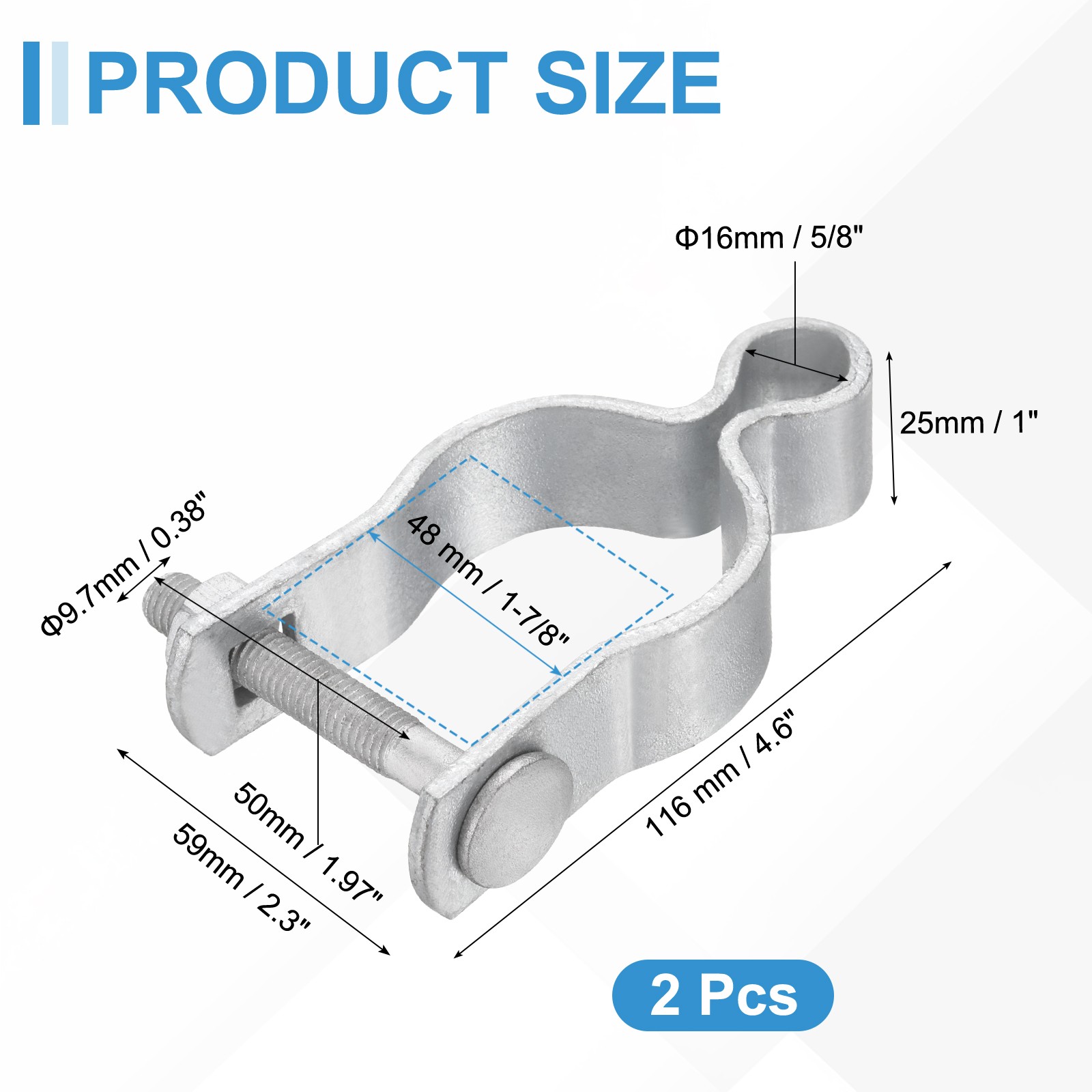 2Pcs Chain Link Fence Gate Post Hinge Female Hinge for 1-7/8" OD Post