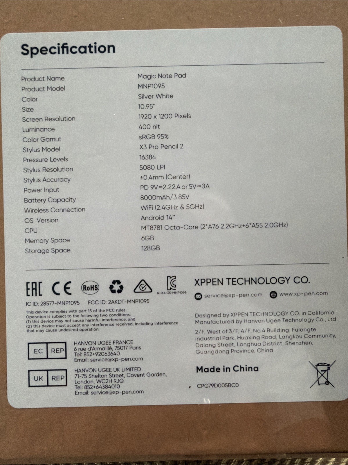 XPPen Magic Note Pad Digital Writing Tablet Electronic Notebook - New Sealed Box