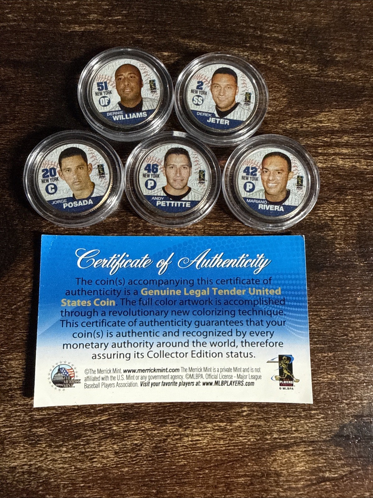 YANKEES FAB FIVE NY Quarters US 5-Coin Set JETER MARIANO POSADA PETTITTE BERNIE