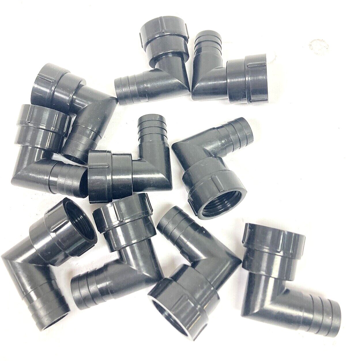 10 Pack 1” Female Threaded to 1/2” Hose Barb Fitting Right Angle Elbow Connector