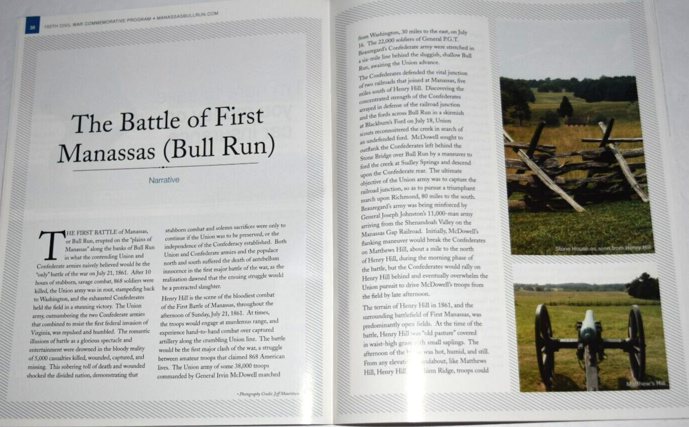 150th CIVIL WAR "MANASSAS/BULL RUN Program," Reenact Map and Stone House Flyer