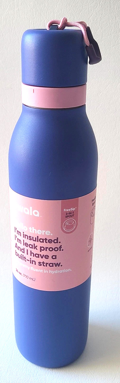 Owala FreeSip 24 oz Stainless Steel Water Bottle Purple Pink Blue Jay Twist Top
