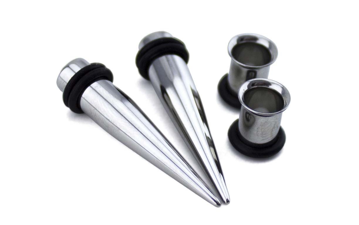 Urban Body Jewelry 1 Gauge Ear Stretching Kit - (1G - 7mm) 2 1 Gauge, Silver