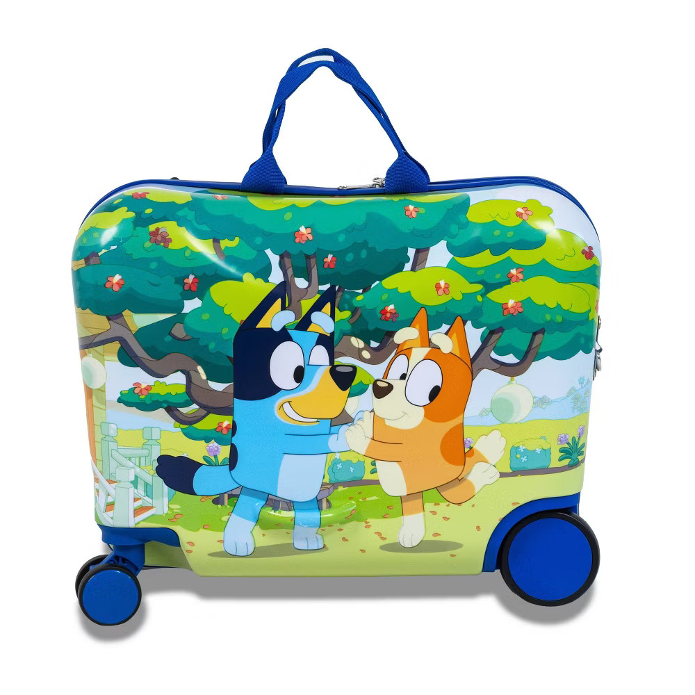 Bluey Checked Hardside Ride on Luggage - Bluey