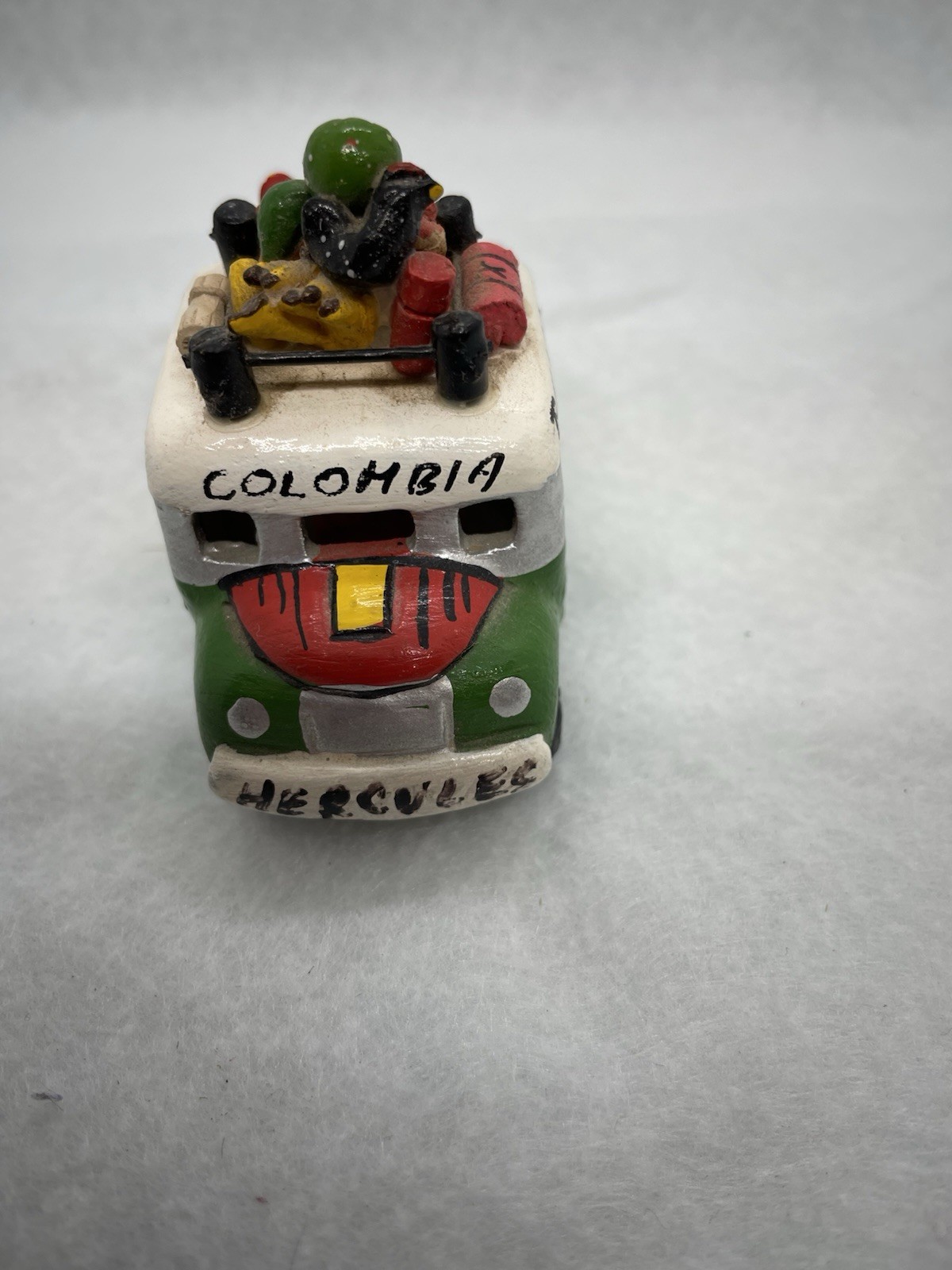 Terra Cotta  Bus, Handmade Collectible from Colombia 2 1/2” Hercules Pitalito
