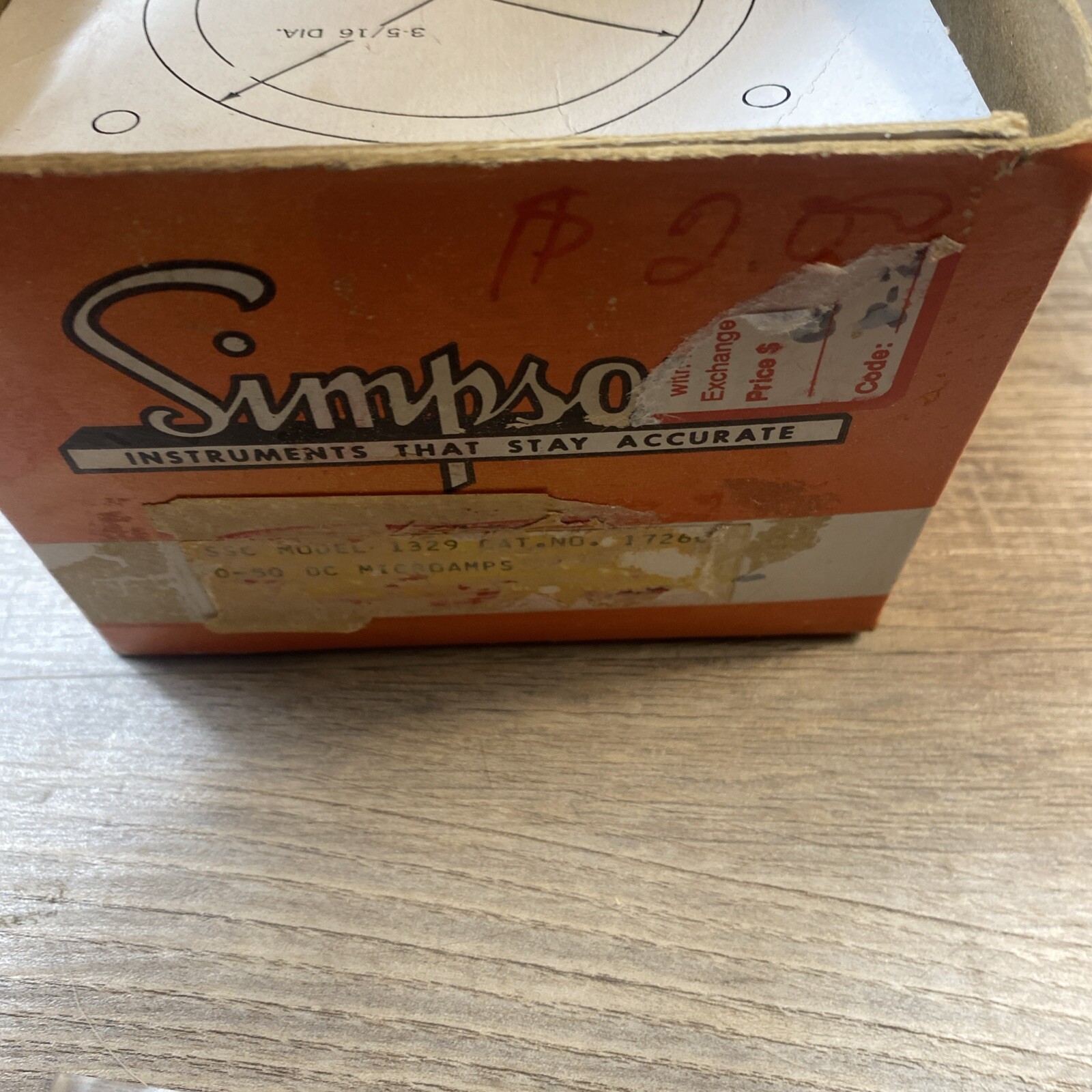 1329 Simpson Panel Meter 0-2 DC Amps (NOS)