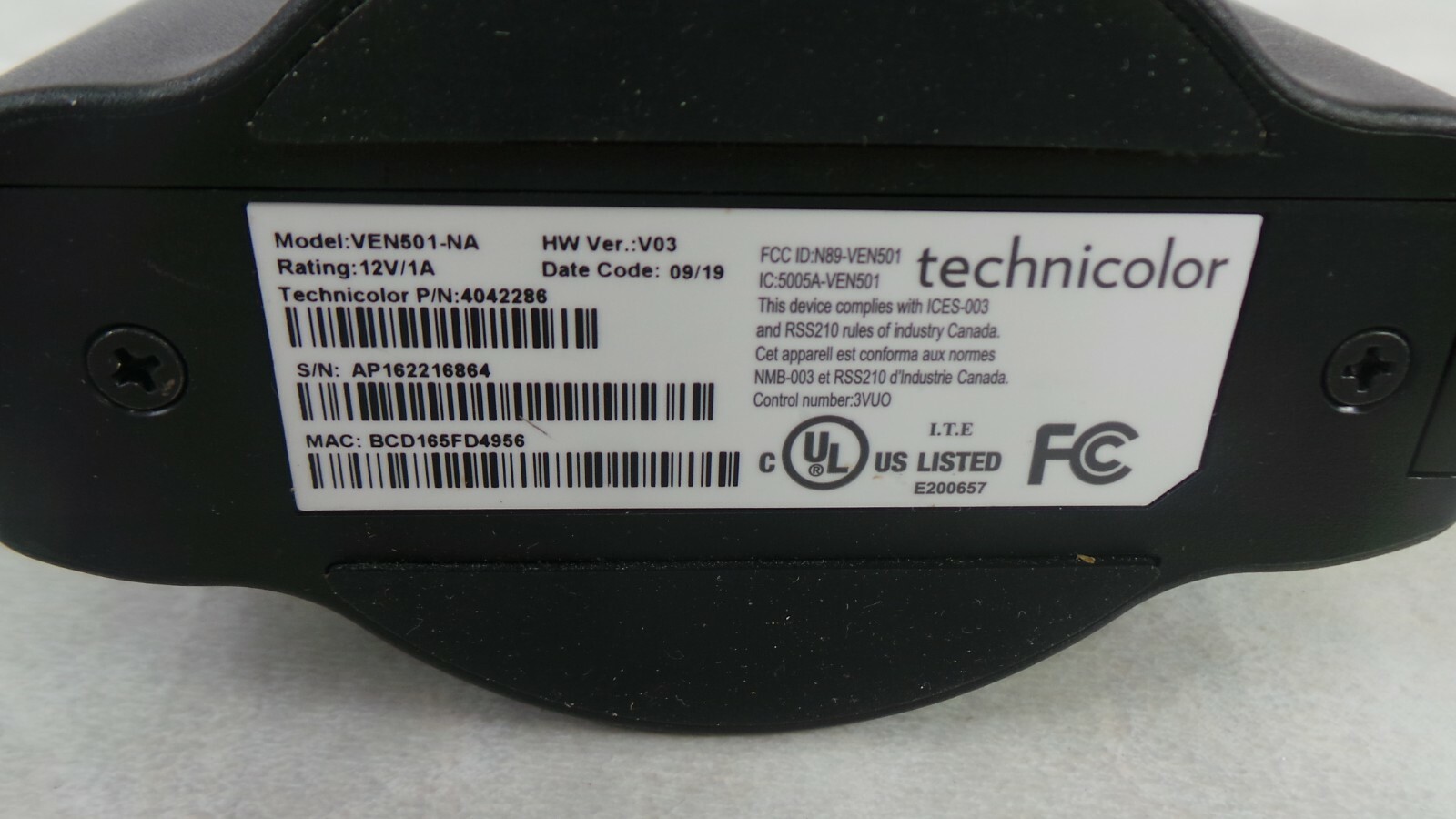 Technicolor Wireless Access Point VEN501-NA (118686-3 N BY22H)