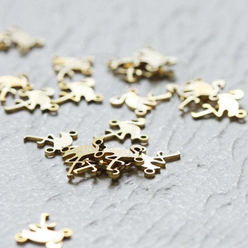 4 Pieces Laser Cut Solid Brass Bird Link - 12x10mm (CW-4344C)