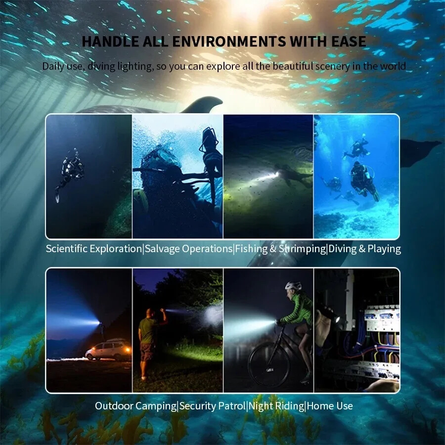 Professional Diving LED Headlamp Headlight Diver Spearfishing Head Flashlight