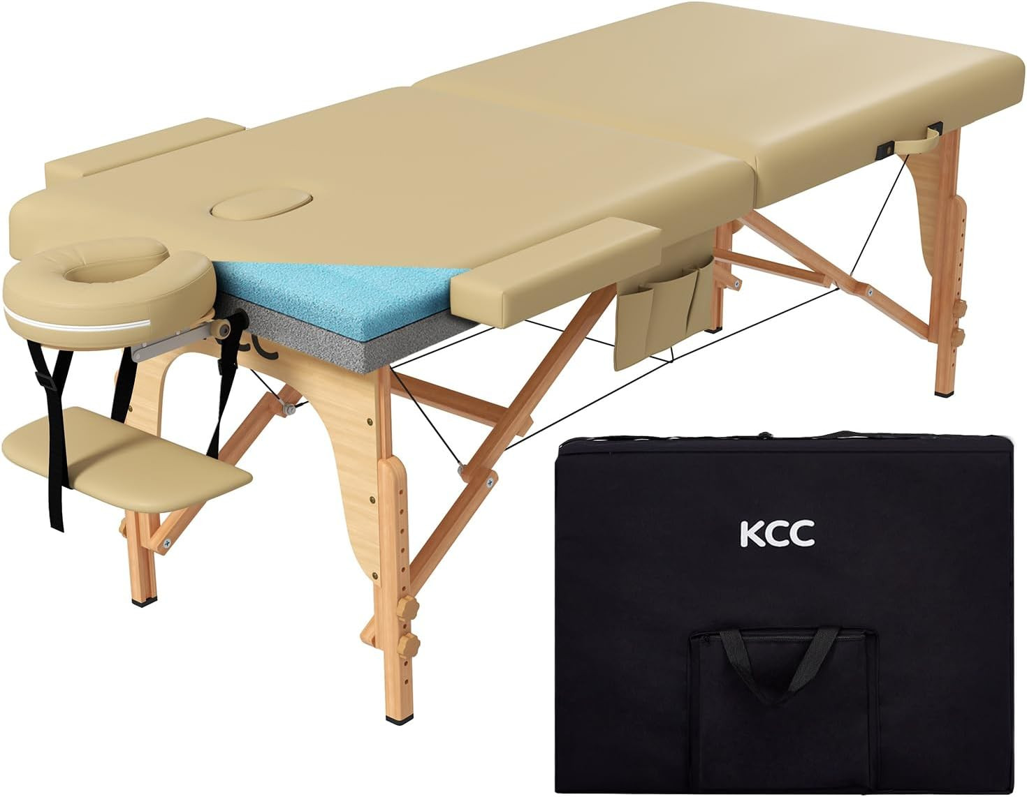 Memory Foam Portable Massage Table, Foldable Tattoo Table Lash Bed Height Adjust