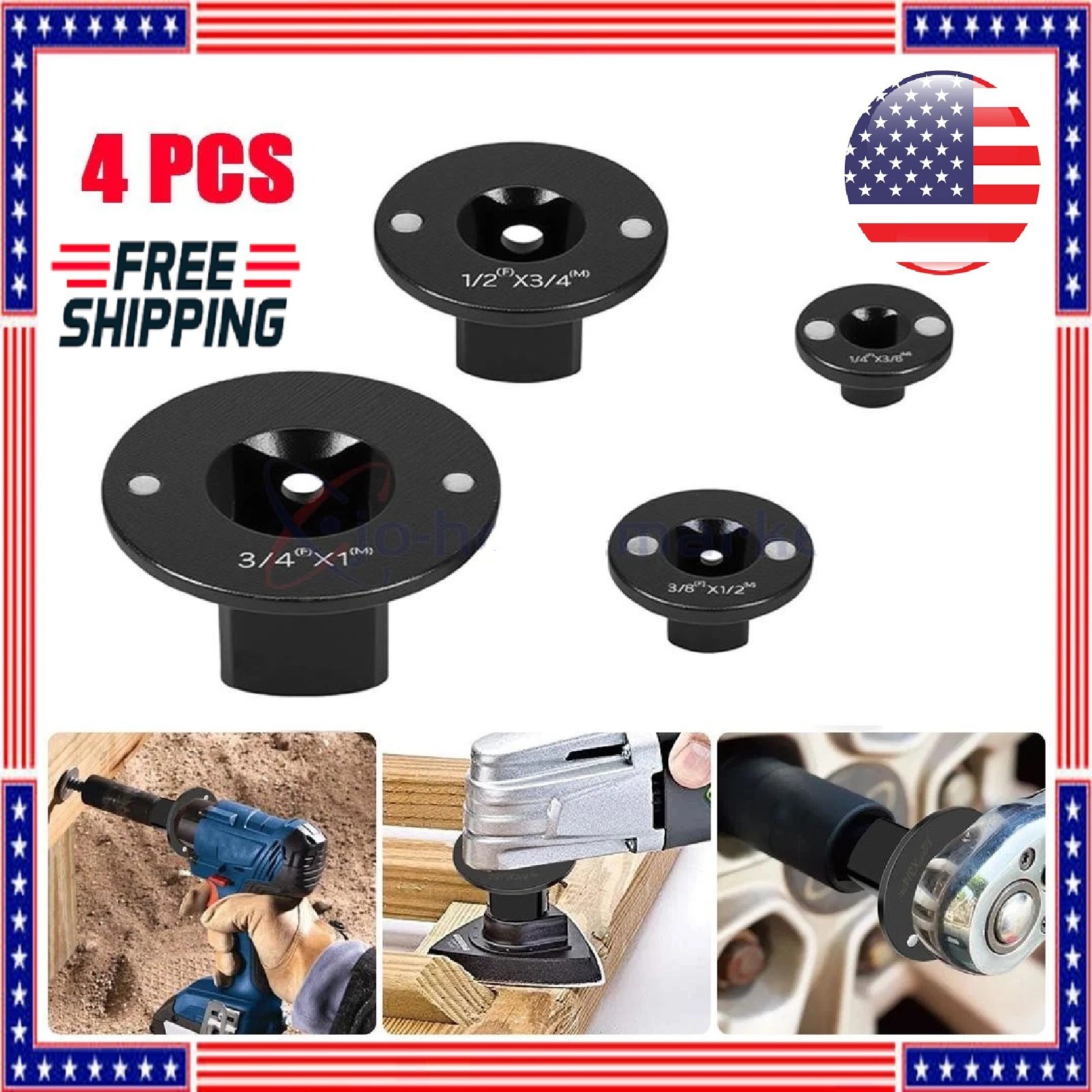 4Pcs Low Profile Impact Socket Adapter Set, Drive Ratchet Adapter Set, Magnetic