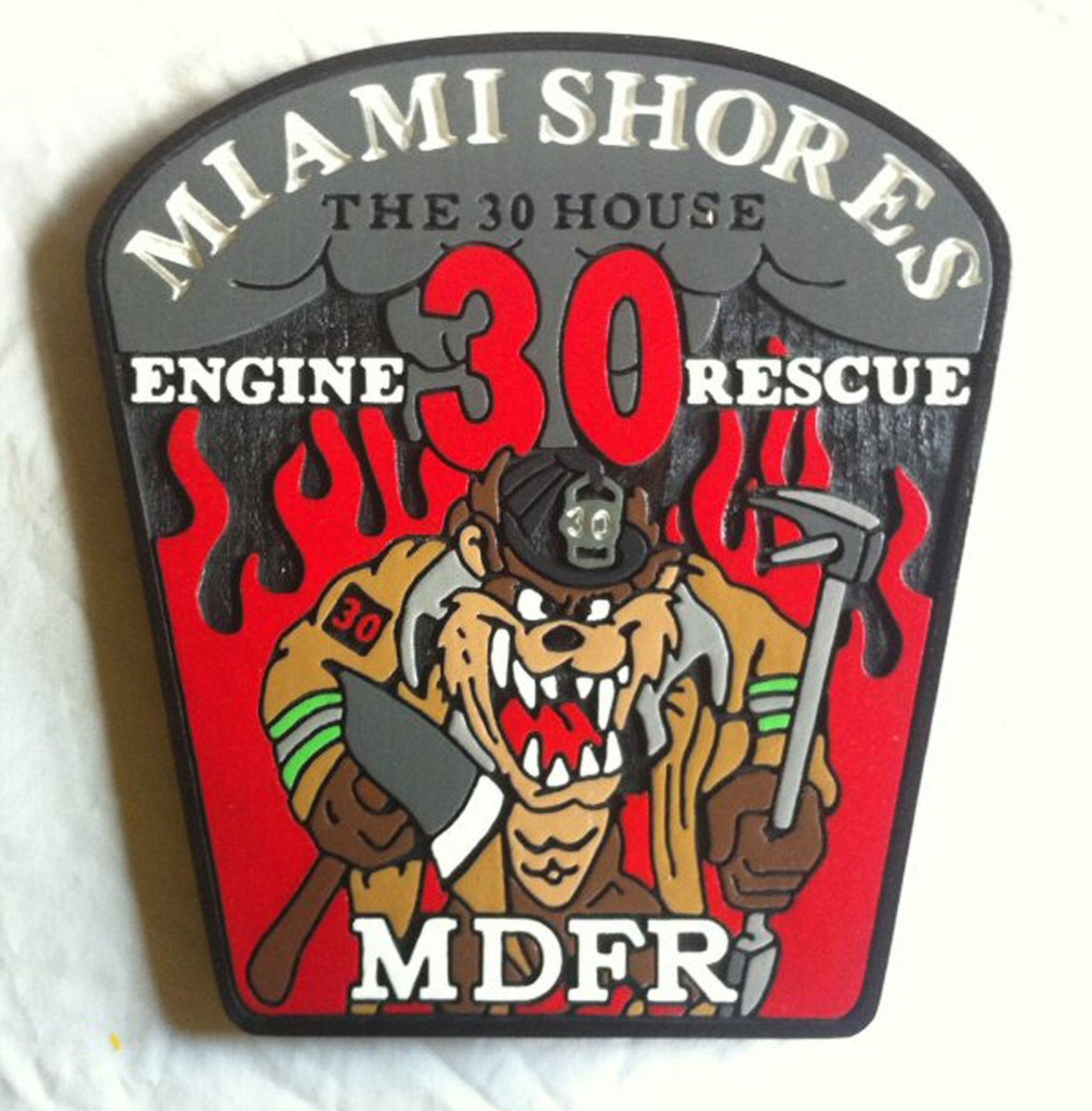 Fire Department Miami Shores 3D routed wood patch plaque sign Custom