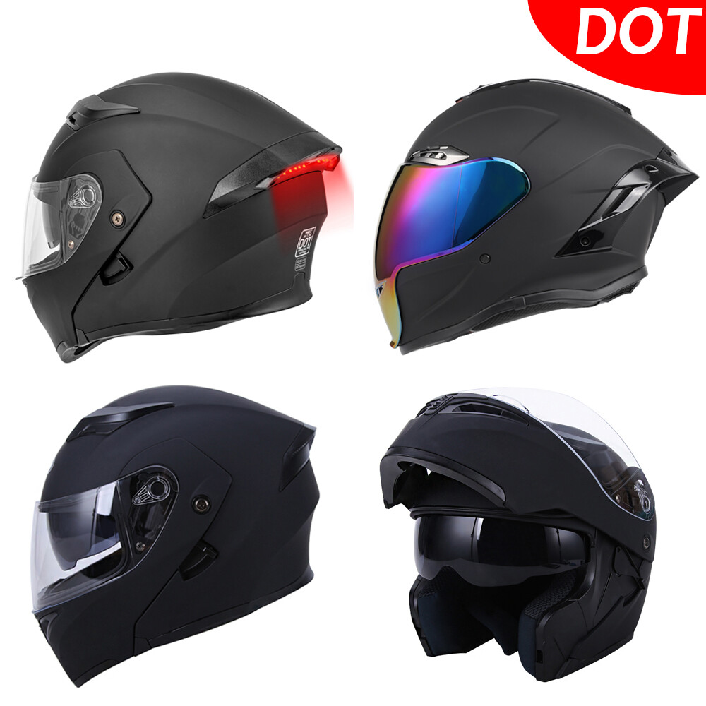 DOT Flip up Modular Motorbike Dual Visors Full Face Motorcycle Helmet Men Women