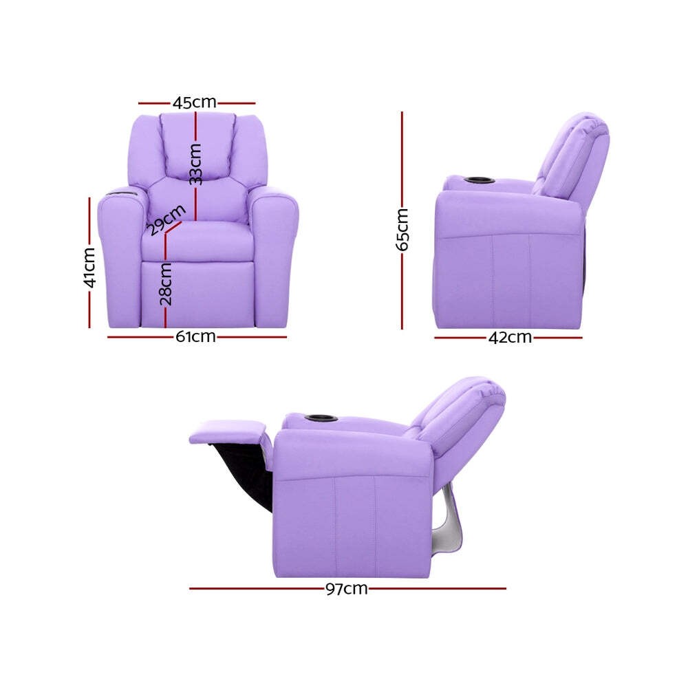 NNEDSZ Kids Recliner Chair Purple PU Leather Sofa Lounge Couch Children Armchair