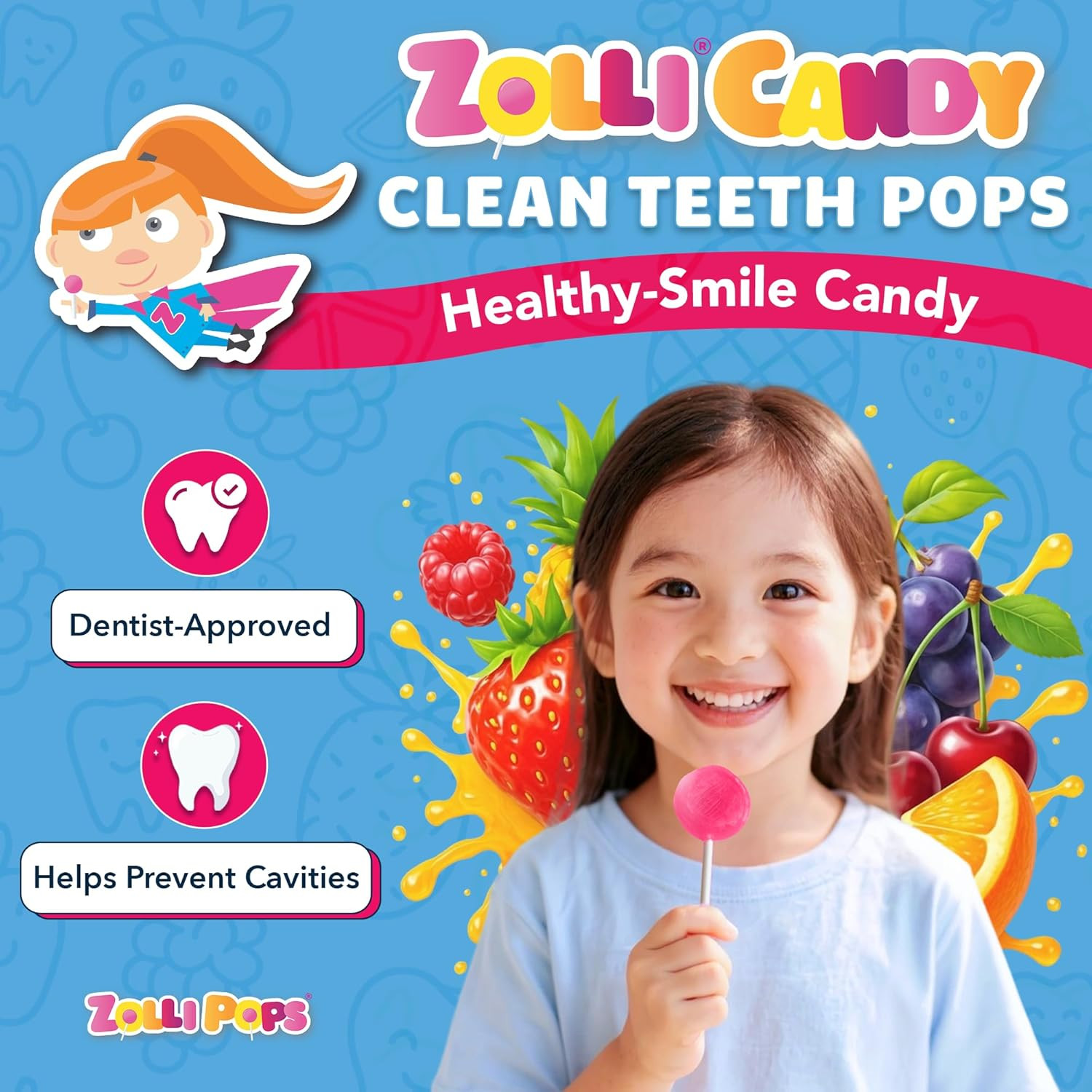Zollipops Clean Teeth Lollipops, anti Cavity with Xylitol, Sugar Free Candy for