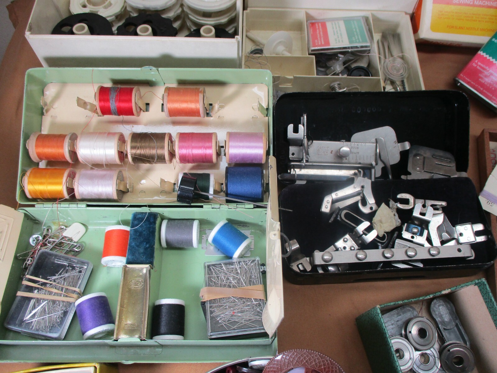 Vtg Sewing Machine Supply Parts Buttons Thread Pattern Cams Discs Singer - White