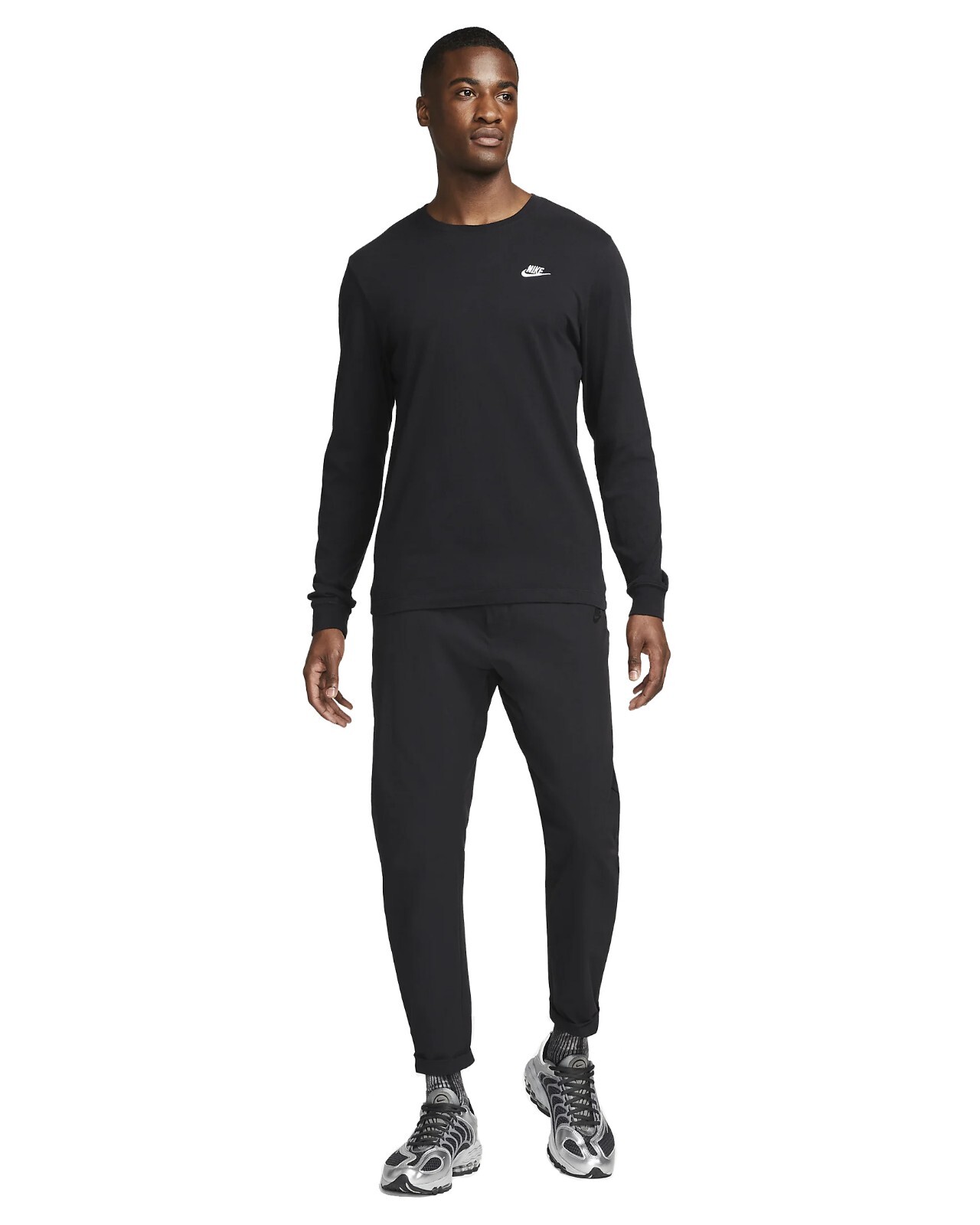 Nike Men Sportswear Club Long-Sleeve T-Shirt in Black, Diff. Sizes, AR5193-010