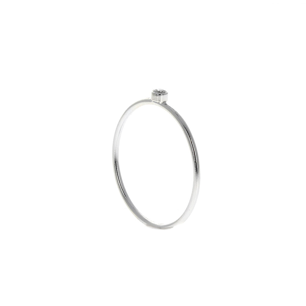 Sterling Silver, Silver Satacker with CZ, Ring