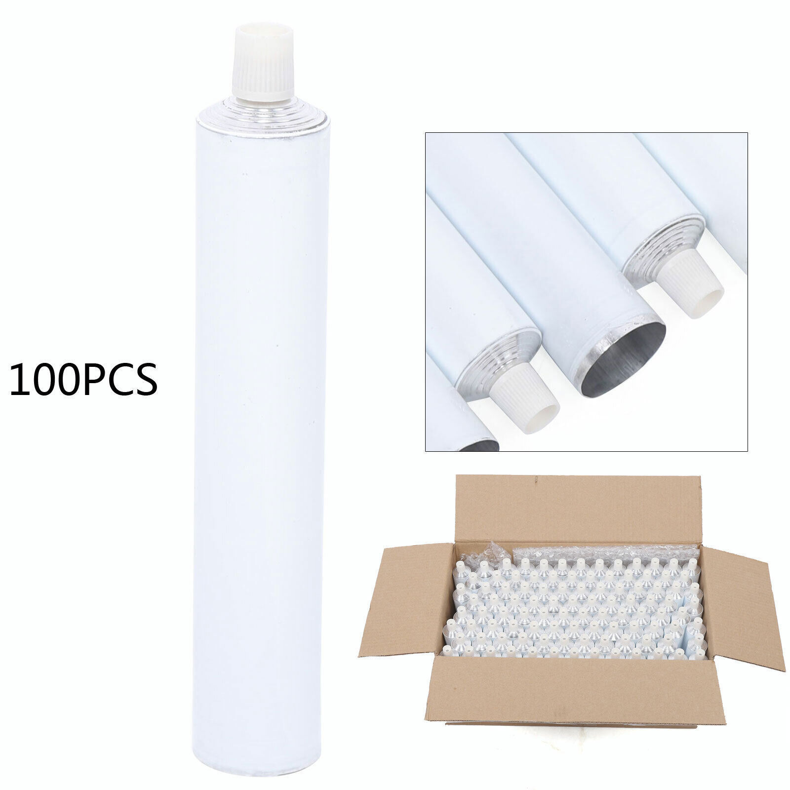 100 Pcs 100ml Empty Unsealed Toothpaste Tubes Needle Cap Full Box Aluminum USA