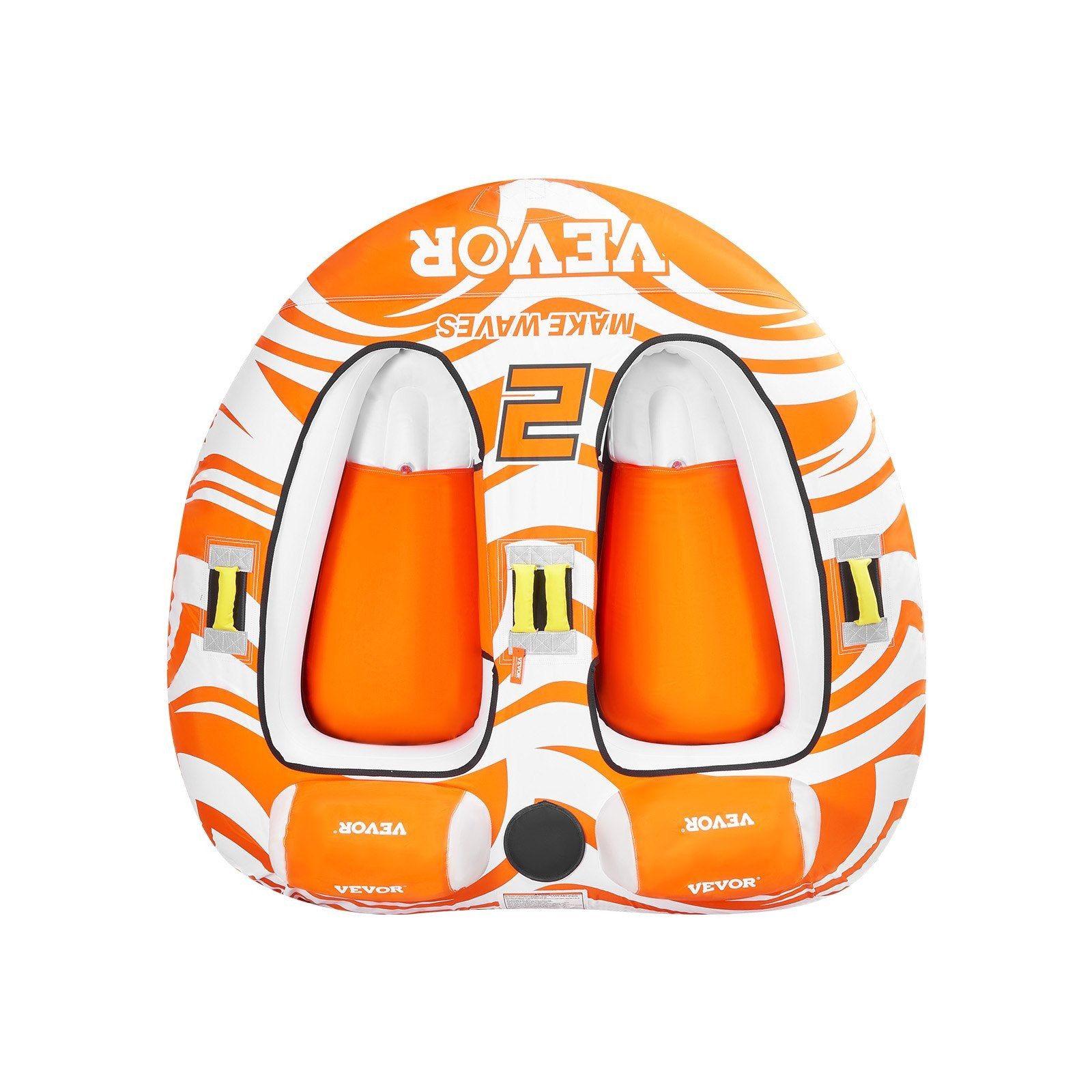 2-Person Towable Tube: 340lb Capacity, 840D Nylon, Padded Handles & Safety Valve
