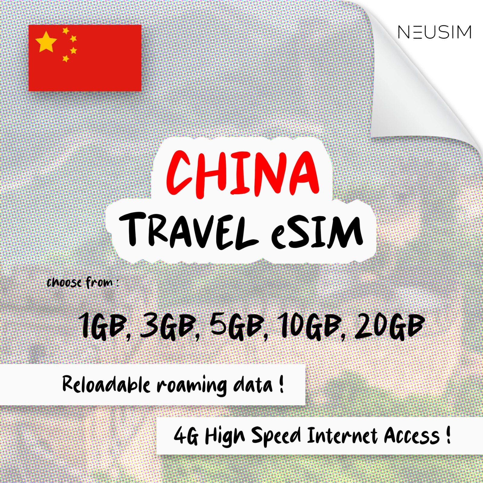 NeuSIM China eSIM 1-3GB Data | Same Day DELIVERY!