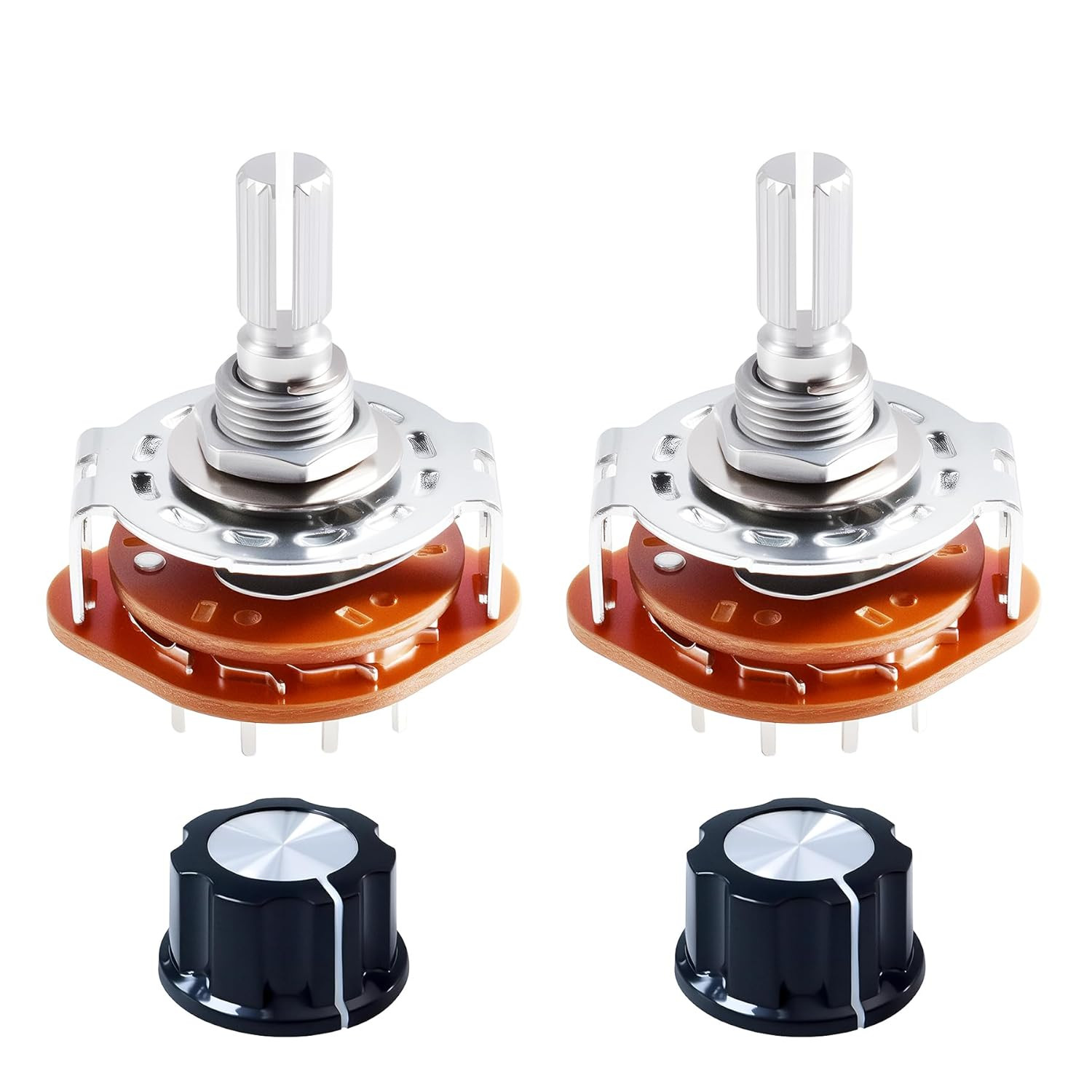 RS25 Rotary Band Switch 1P4T 1 Pole 4 Position Selector for Electronics - 2 Pack