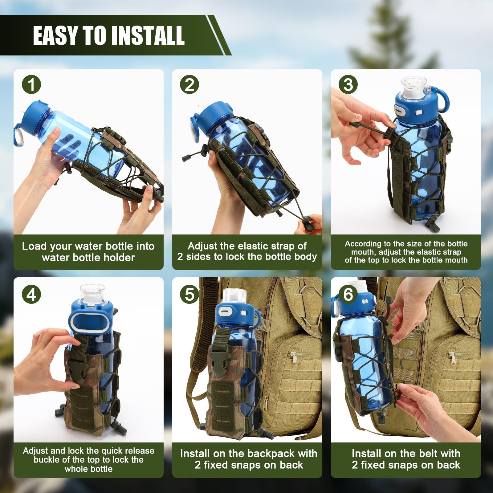 Camouflage MOLLE Bottle Pouch with 32 oz Nalgene Bottles