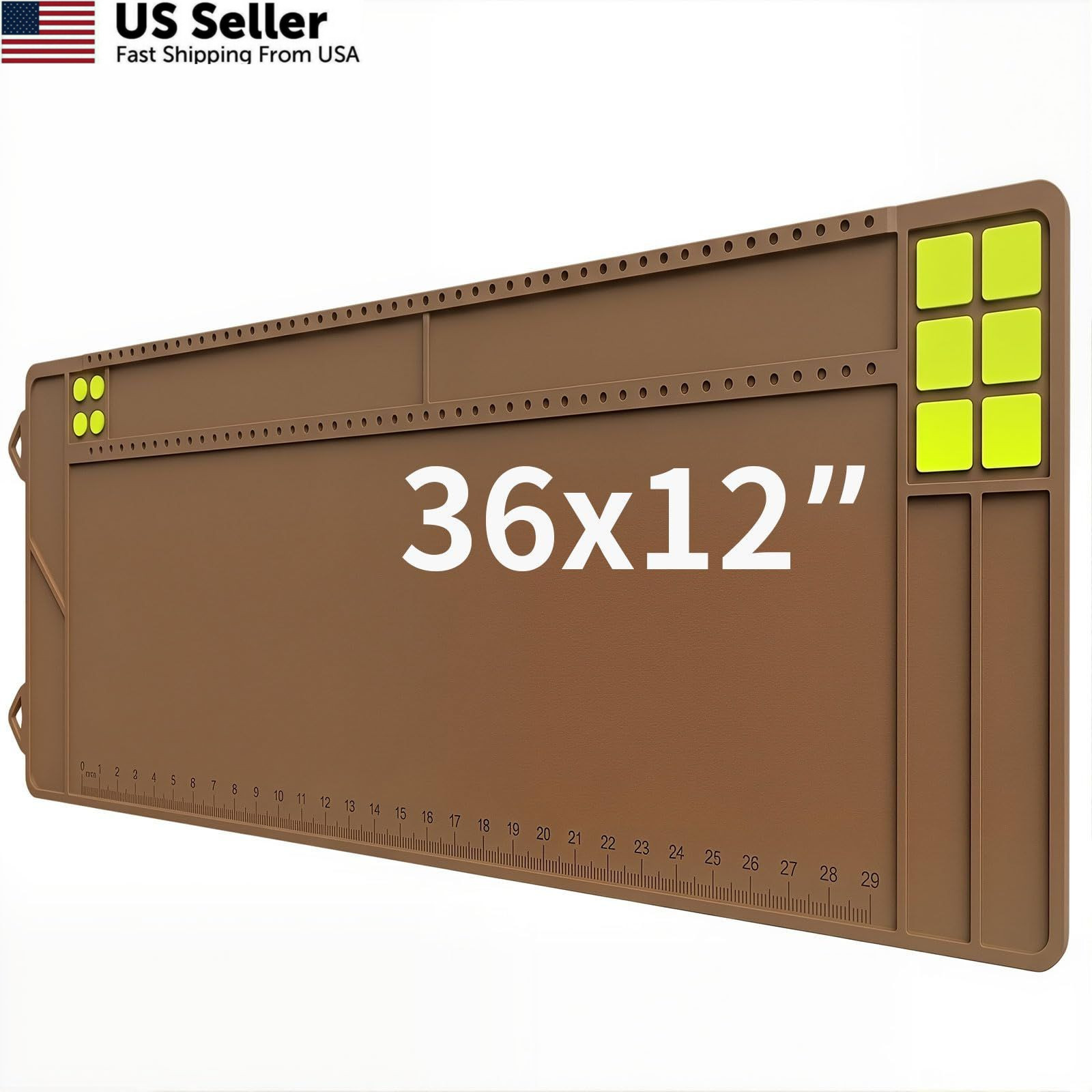 Rannar Rifle Shotgun Cleaning Mat - 36" x 12" Large Magnetic Gun Brown