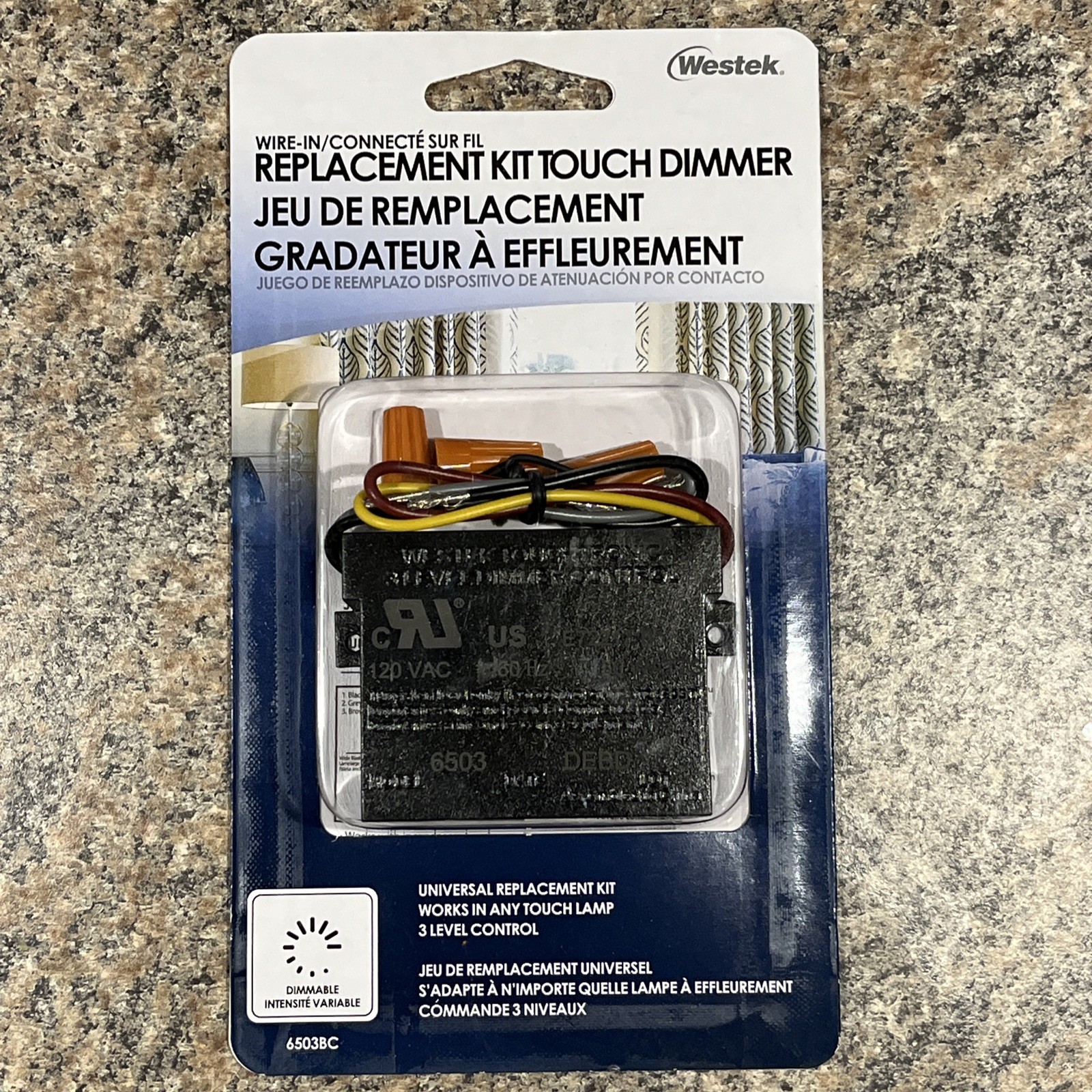 Westek 6503BC Universal Replacement 3 Level Touch Dimmer Kit, 120VAC 60Hz 150W
