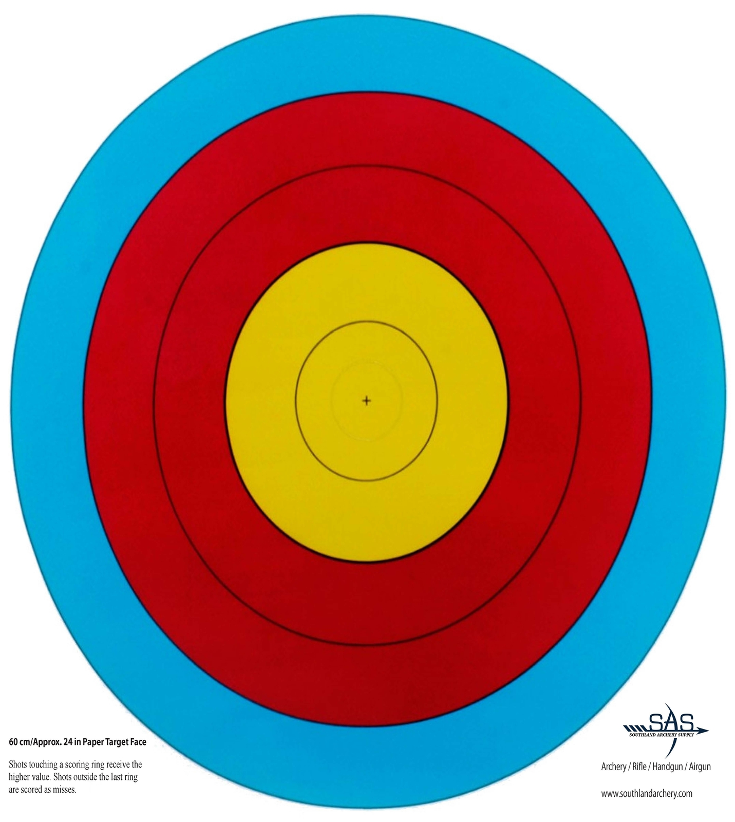 SAS High Quality 5-Ring Paper Target Face Archery Range Approx. 60 cm / 24 in.
