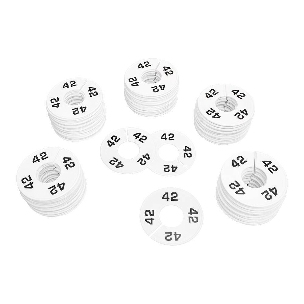 10 PC 3-1/2" Clothing Rack Size 42 Dividers Hangers White Plastic Round