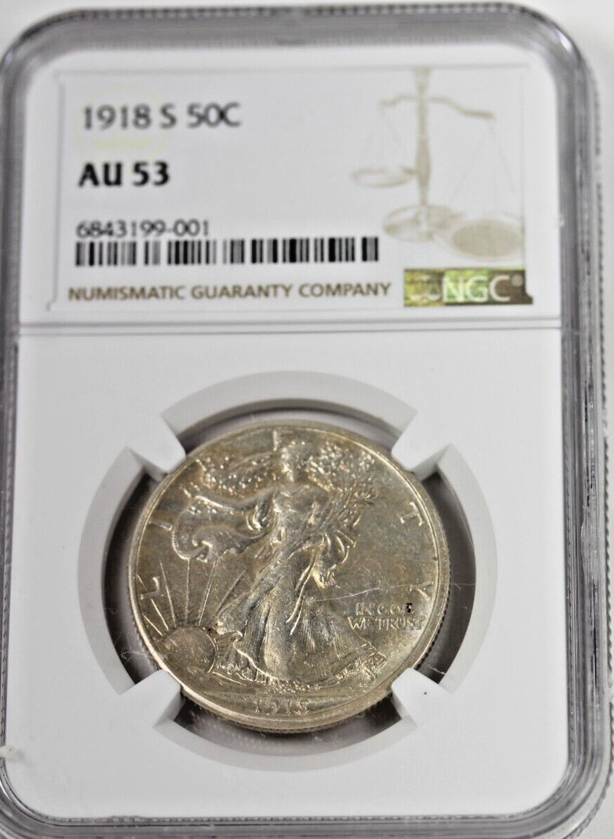1918-S Walking Liberty Half Dollar : NGC AU53