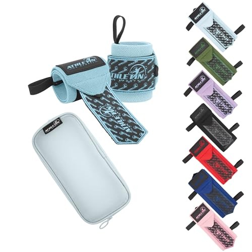 Professional Wrist Wraps, Heavy-Duty Support with Thumb Loop 18 Inch Light Blue