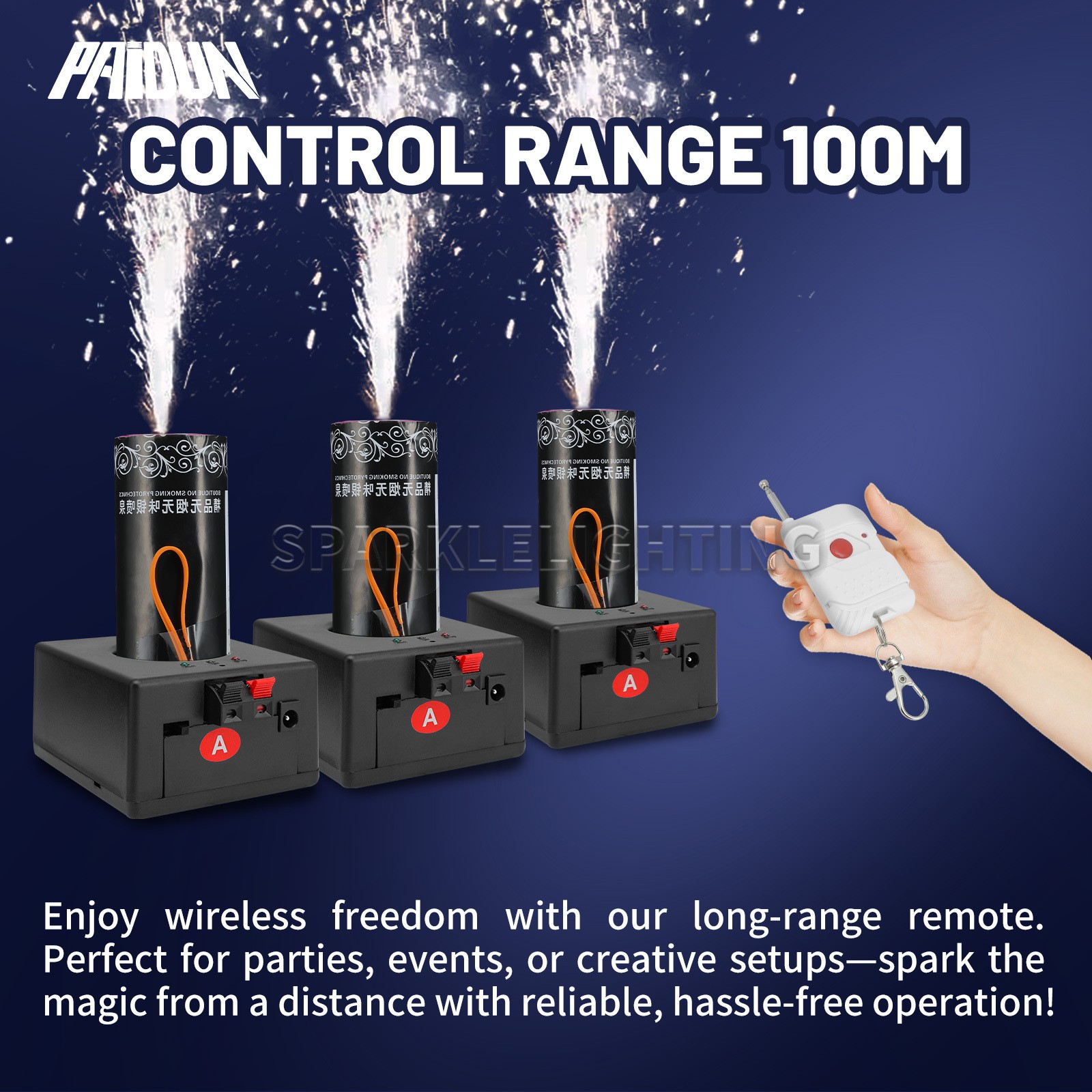 PAIDUN 8 x Cold Spark Machine Firework Base Kit Double Remote Control with Case