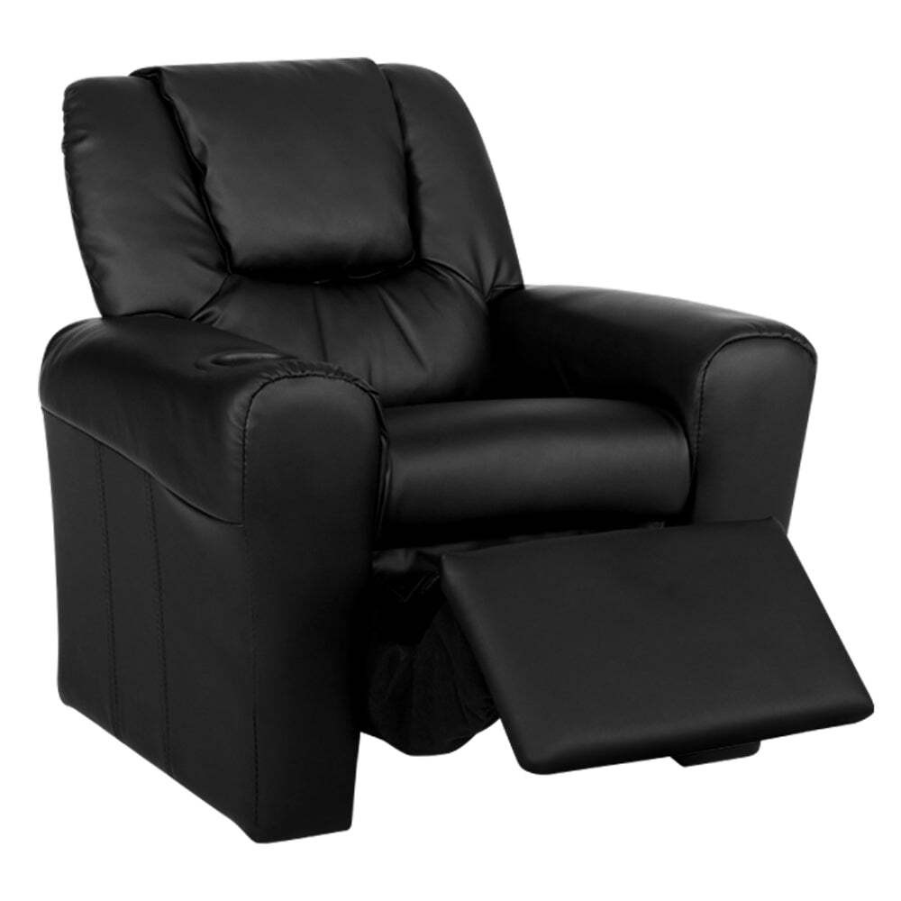 NNEDSZ Kids Recliner Chair Black PU Leather Sofa Lounge Couch Children Armchair