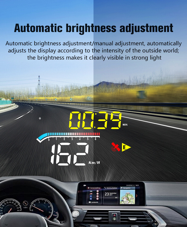 Car HUD Digital Speedometer Projector Head Up Display OBD2 GPS Overspeed Alarm