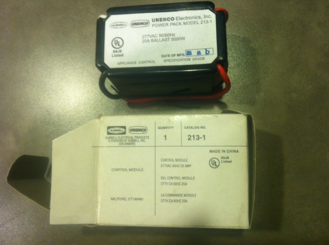 HUBBELL UNENCO 2131 213-1 277VAC 20AMP CONTROL MODULE POWER PACK