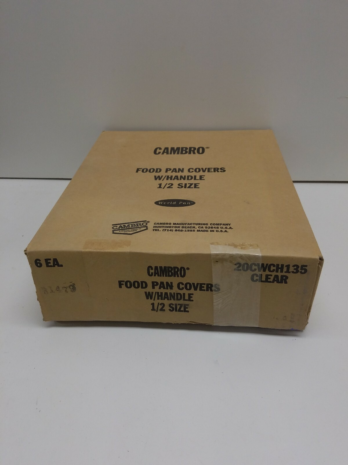 Box of 6 Cambro 20CWCH135 Clear Food Pan Cover 1/2 Size With Handle NOS